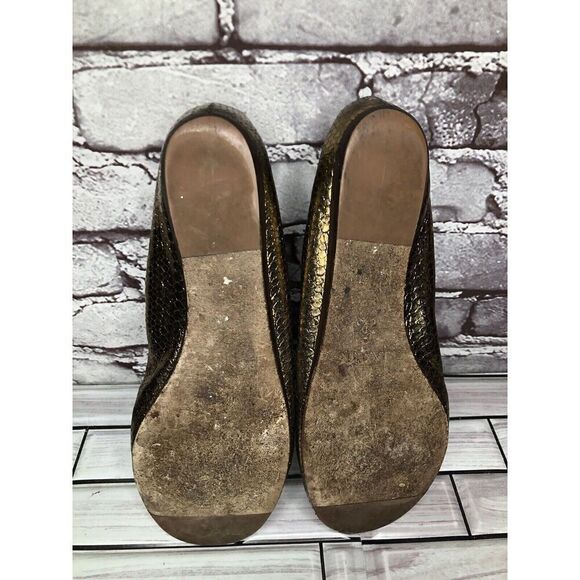 Lanvin Paris Gold Metallic Leather Snake Skin Print Ballet Flats Women Sz 39EU/8 - Picture 16 of 16